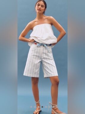 Maeve Striped Denim Shorts - Anthropologie 25